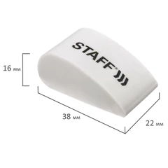 Ластик STAFF &laquo;College&raquo; PE-070, 38&times;22&times;16 мм, в форме капли, цвет белый, 228070