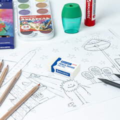 Ластик BRAUBERG &laquo;Original&raquo;, 38&times;20&times;10 мм, белый, прямоугольный, картонный держатель, 228073