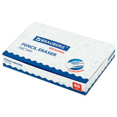 Ластик BRAUBERG &laquo;Original&raquo;, 38&times;20&times;10 мм, белый, прямоугольный, картонный держатель, 228073