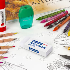 Ластик большой BRAUBERG EXTRA, 60&times;24&times;11 мм, белый, прямоугольный, экологичный ПВХ, картонный держатель, 228074