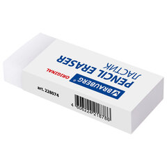 Ластик большой BRAUBERG EXTRA, 60&times;24&times;11 мм, белый, прямоугольный, экологичный ПВХ, картонный держатель, 228074