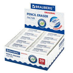 Ластик BRAUBERG &laquo;Original&raquo;, 45&times;17&times;10 мм, белый, прямоугольный, экологичный ПВХ, картонный держатель, 228076