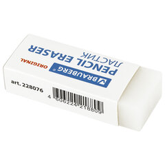 Ластик BRAUBERG &laquo;Original&raquo;, 45&times;17&times;10 мм, белый, прямоугольный, экологичный ПВХ, картонный держатель, 228076