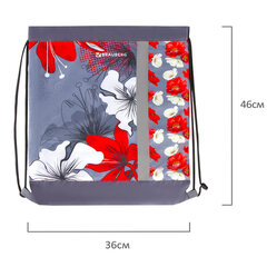 Мешок для обуви BRAUBERG 1 отделение, светоотражающая полоса, с сеткой, 46&times;36 см, &laquo;Цветы&raquo;, 228124