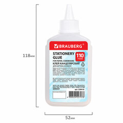 Клей канцелярский силикатный BRAUBERG &laquo;Standard&raquo; (для бумаги, картона) 110 г, 228416