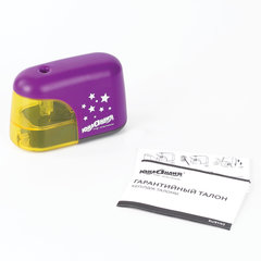 Точилка электрическая ЮНЛАНДИЯ &laquo;Stars&raquo;, питание от 4 батареек АА, корпус фиолетовый