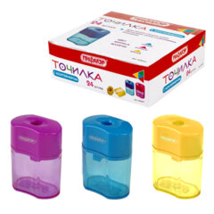 Точилка ПИФАГОР &laquo;Ergo&raquo;, с контейнером, пластиковая, корпус ассорти, 228437