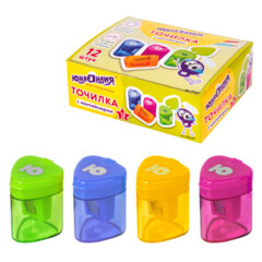 Точилка ЮНЛАНДИЯ &laquo;Трио&raquo;, с контейнером, пластиковая, корпус ассорти, 228438