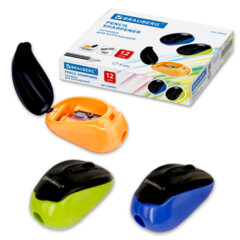 Точилка BRAUBERG &laquo;Click&raquo;, с контейнером, пластиковая, корпус ассорти, 228445