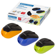 Точилка BRAUBERG &laquo;Click&raquo;, с контейнером, пластиковая, корпус ассорти, 228445