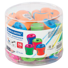 Точилка BRAUBERG &laquo;Mix&raquo;, с контейнером, пластиковая, корпус ассорти, 228448