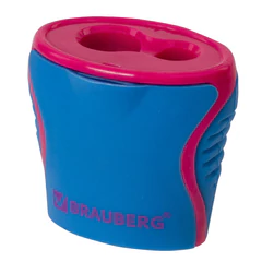 Точилка BRAUBERG &laquo;Mix Dual&raquo;, 2 отверстия для чернографитных карандашей (в том числе утолщенных), с контейнером, корпус ассорти, 228449