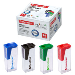 Точилка BRAUBERG &laquo;Assistant&raquo;, с контейнером, пластиковая, корпус ассорти, 228451