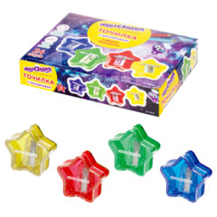 Точилка ЮНЛАНДИЯ &laquo;Звездочка&raquo;, с контейнером, пластиковая, корпус ассорти, 228453