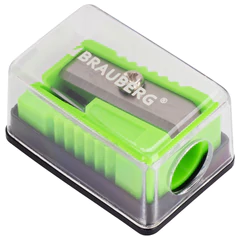 Точилка BRAUBERG &laquo;Assistant Mini&raquo;, с контейнером, пластиковая, корпус ассорти, 228458