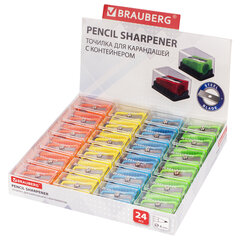 Точилка BRAUBERG &laquo;Assistant Mini&raquo;, с контейнером, пластиковая, корпус ассорти, 228458
