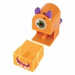 Точилка механическая ПИФАГОР &laquo;Монстрик&raquo;, корпус оранжевый, для чернографитных и цветных карандашей, 228477