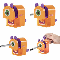 Точилка механическая ПИФАГОР &laquo;Монстрик&raquo;, корпус оранжевый, для чернографитных и цветных карандашей, 228477