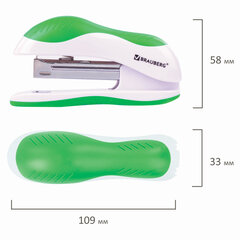 Степлер №10 BRAUBERG &laquo;JET&raquo;, до 15 листов, эргономичный, бело-зеленый, 228580