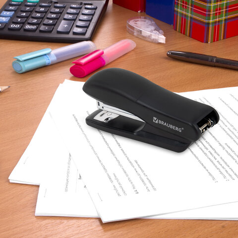 Степлер №24/6, 26/6 BRAUBERG "SX-39", до 25 листов, черный, 228590