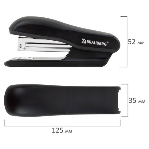 Степлер №24/6, 26/6 BRAUBERG "SX-39", до 25 листов, черный, 228590