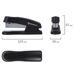 Степлер №24/<wbr/>6, 26/<wbr/>6 BRAUBERG &laquo;Standard+&raquo;, до 30 листов, черный, 228608