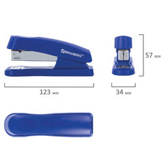 Степлер №24/<wbr/>6, 26/<wbr/>6 BRAUBERG &laquo;Standard+&raquo;, до 30 листов, синий, 228609