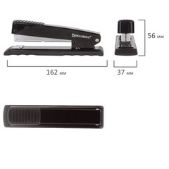 Степлер №24/<wbr/>6, 26/<wbr/>6 металлический BRAUBERG &laquo;Office&raquo;, до 30 листов, полнозагрузочный, черный, 228610