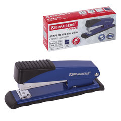 Степлер №24/<wbr/>6, 26/<wbr/>6 металлический BRAUBERG &laquo;Office&raquo;, до 30 листов, синий, 228612