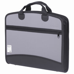 Папка-портфель пластиковая BRAUBERG А4+ (375&times;305&times;60 мм), 4 отделения, 2 кармана, серая, 228685