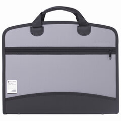 Папка-портфель пластиковая BRAUBERG А4+ (375&times;305&times;60 мм), 4 отделения, 2 кармана, серая, 228685