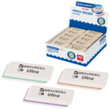 Ластик BRAUBERG "Ultra", 50х14х8 мм, белый, детали ассорти, натуральный каучук, 228704