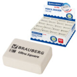 Ластик BRAUBERG "Ultra Square", 26х18х8 мм, белый, натуральный каучук, 228707