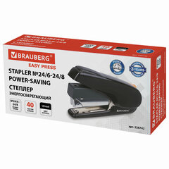 Степлер ЭНЕРГОСБЕРЕГАЮЩИЙ №24/<wbr/>6 &mdash; 24/<wbr/>8 BRAUBERG &laquo;Easy Press&raquo;, до 40 листов, БЕЗ УСИЛИЙ, 228742