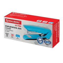 Степлер №24/<wbr/>6, 26/<wbr/>6 BRAUBERG &laquo;ULTRA&raquo;, до 30 листов, с антистеплером, голубой, 228757