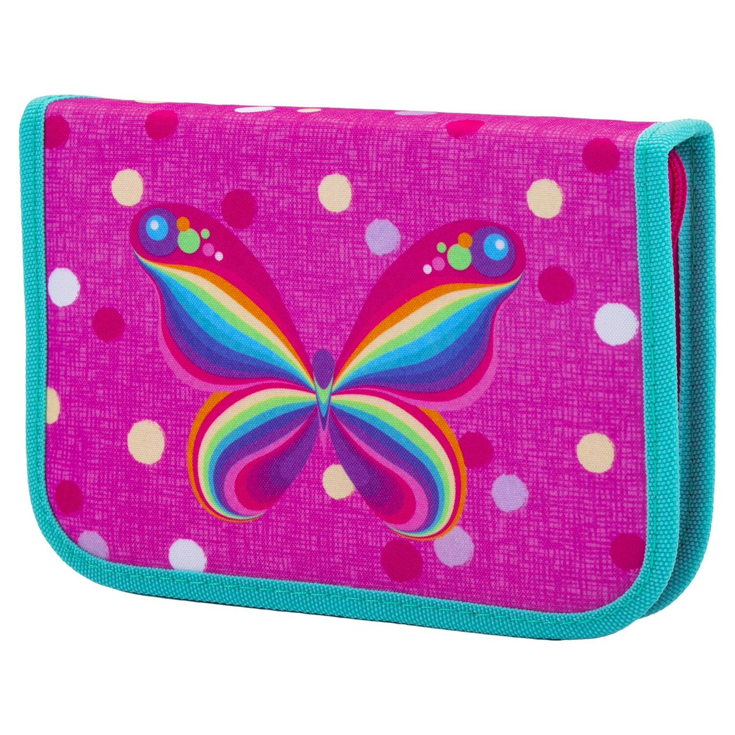 Пенал TIGER FAMILY 1 отделение, 1 откидная планка, ткань, "Rainbow Butterfly", 20х14х4 см, 228885