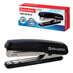 Степлер №10 BRAUBERG &laquo;Extra&raquo;, до 20 листов, антистеплер, черно-синий, 229078