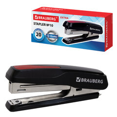 Степлер №10 BRAUBERG &laquo;Extra&raquo;, до 20 листов, антистеплер, черно-красный, 229079