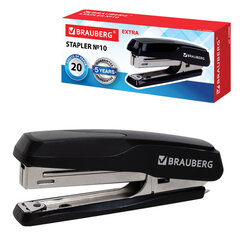 Степлер №10 BRAUBERG &laquo;Extra&raquo;, до 20 листов, антистеплер, черно-серый, 229080