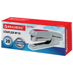 Степлер №10 BRAUBERG &laquo;Extra&raquo;, до 20 листов, антистеплер, серо-красный, 229082