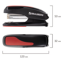 Степлер №24/<wbr/>6, 26/<wbr/>6 BRAUBERG &laquo;Extra&raquo;, до 30 листов, черно-красный, 229085