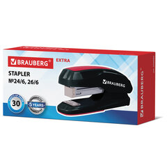Степлер №24/<wbr/>6, 26/<wbr/>6 BRAUBERG &laquo;Extra&raquo;, до 30 листов, черно-красный, 229085