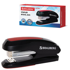 Степлер №24/<wbr/>6, 26/<wbr/>6 BRAUBERG &laquo;Extra&raquo;, до 30 листов, черно-красный, 229085