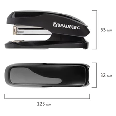 Степлер №24/<wbr/>6, 26/<wbr/>6 BRAUBERG &laquo;Extra&raquo;, до 30 листов, черно-серый, 229086