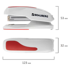 Степлер №24/<wbr/>6, 26/<wbr/>6 BRAUBERG &laquo;Extra&raquo;, до 30 листов, серо-красный, 229088