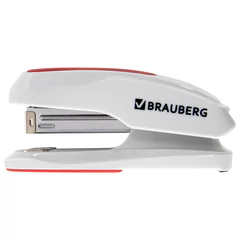 Степлер №24/<wbr/>6, 26/<wbr/>6 BRAUBERG &laquo;Extra&raquo;, до 30 листов, серо-красный, 229088