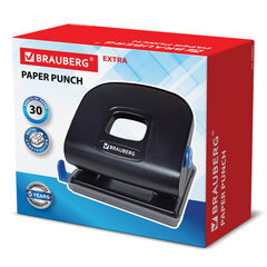 Дырокол металлический BRAUBERG &laquo;Extra&raquo;, до 30 листов, черный, 229092