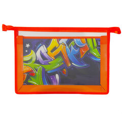 Папка для труда BRAUBERG А4, 2 отделения, пластик, молния сверху, органайзер, &laquo;Graffitti&raquo;, 229132