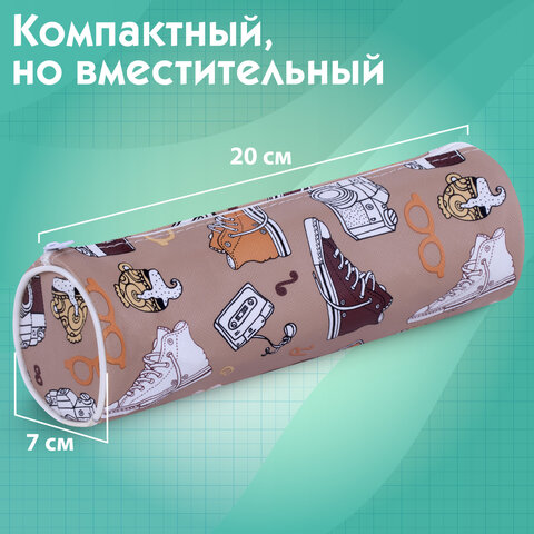 Пенал-тубус ПИФАГОР, мягкий, "HOLIDAY", 20х7 см, 229269