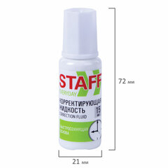 Корректирующая жидкость STAFF &laquo;Everyday&raquo; быстросохнущая, 15 мл, с кисточкой, 229398